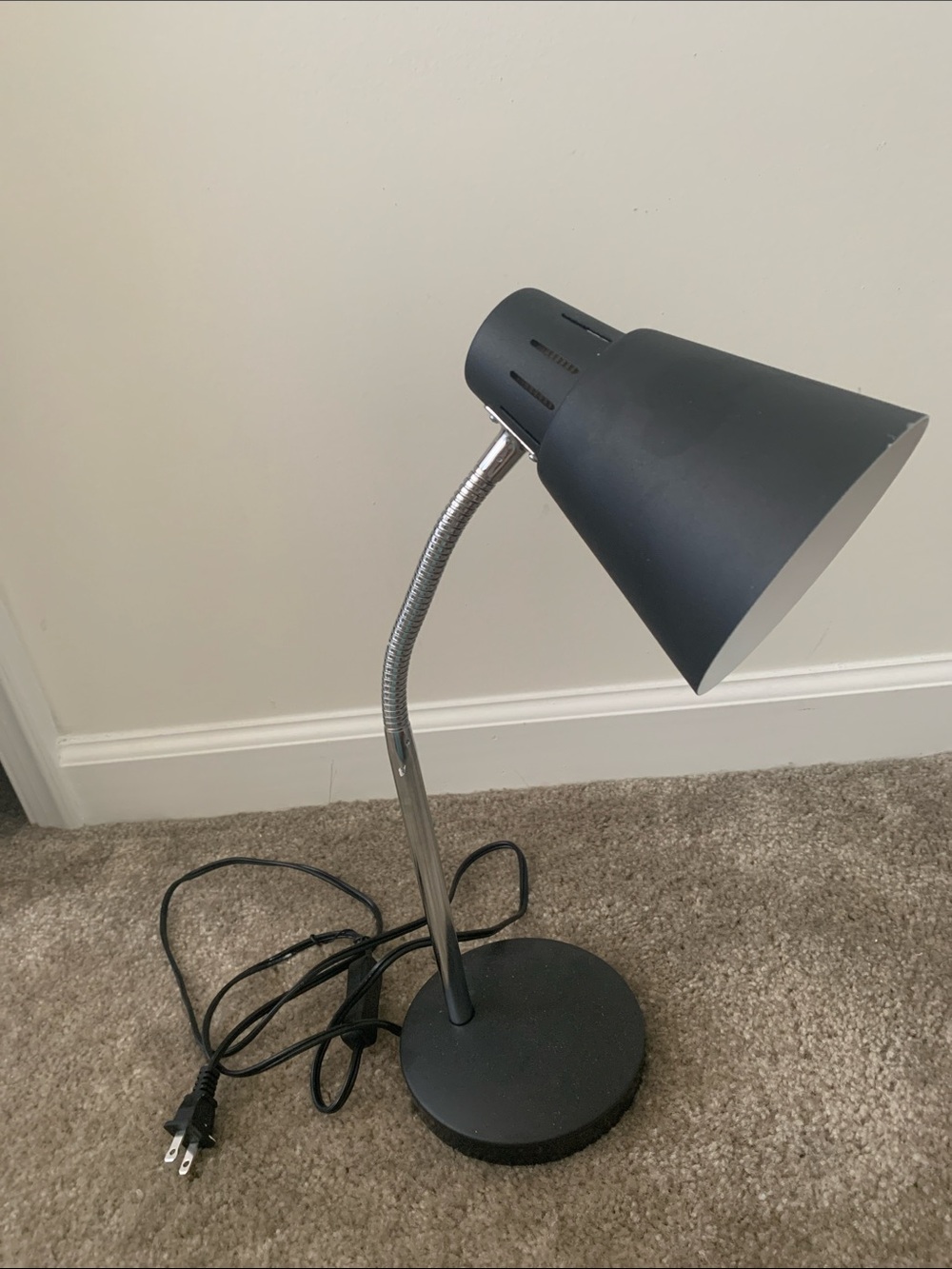 Adjustable Black Desk Lamp with Chrome Neck